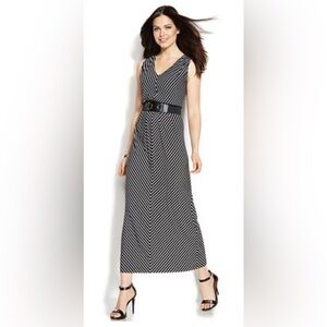 Alfani Black and White Striped Maxi Dress Size L